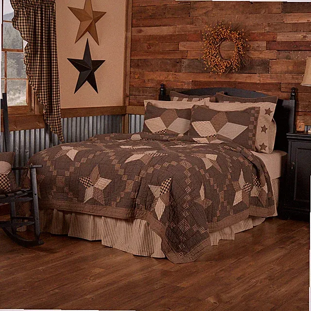 Farmhouse Star Rustic Patchwork Cotton Country Cabin Quilted Bed Collection