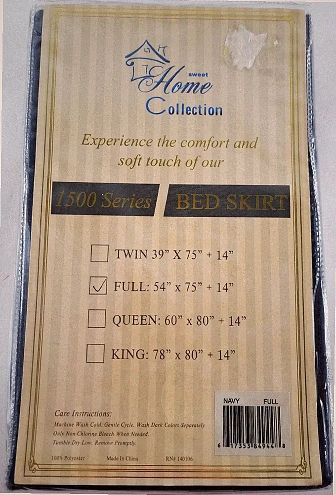 Full Bed Skirt NEW Navy Blue Full 54x75 14" Drop Sweet Home Collection Polyester