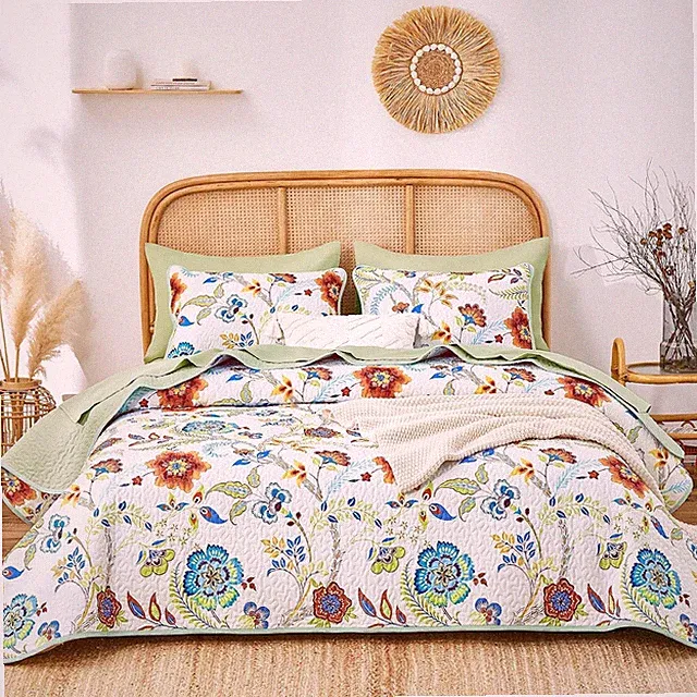 Funky Flower Pattern/Floral/Bohemian Chic/Reversible Bedspread Set - GG Home