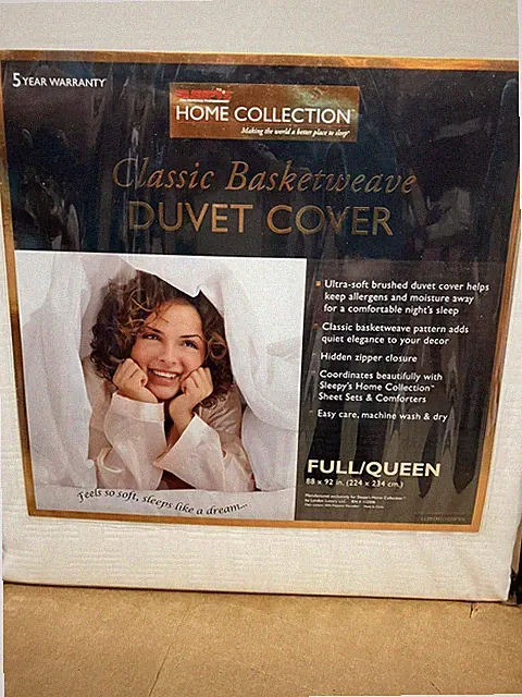 Home Collection Basic Basketweave Duvet Cover - Cream - Full/Queen