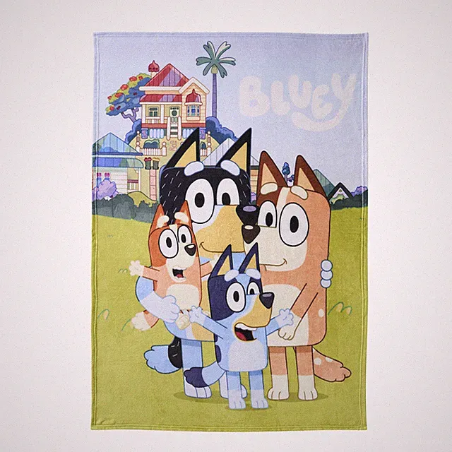 Kids Micro Raschel Throw Blanket 46"x60", Bluey "Hooray for Home"