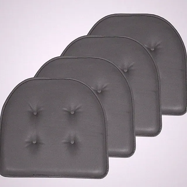 Memory Foam Chair Cushions U-Shaped 17"x16" Non-Skid Pad - 4 Pack Gray