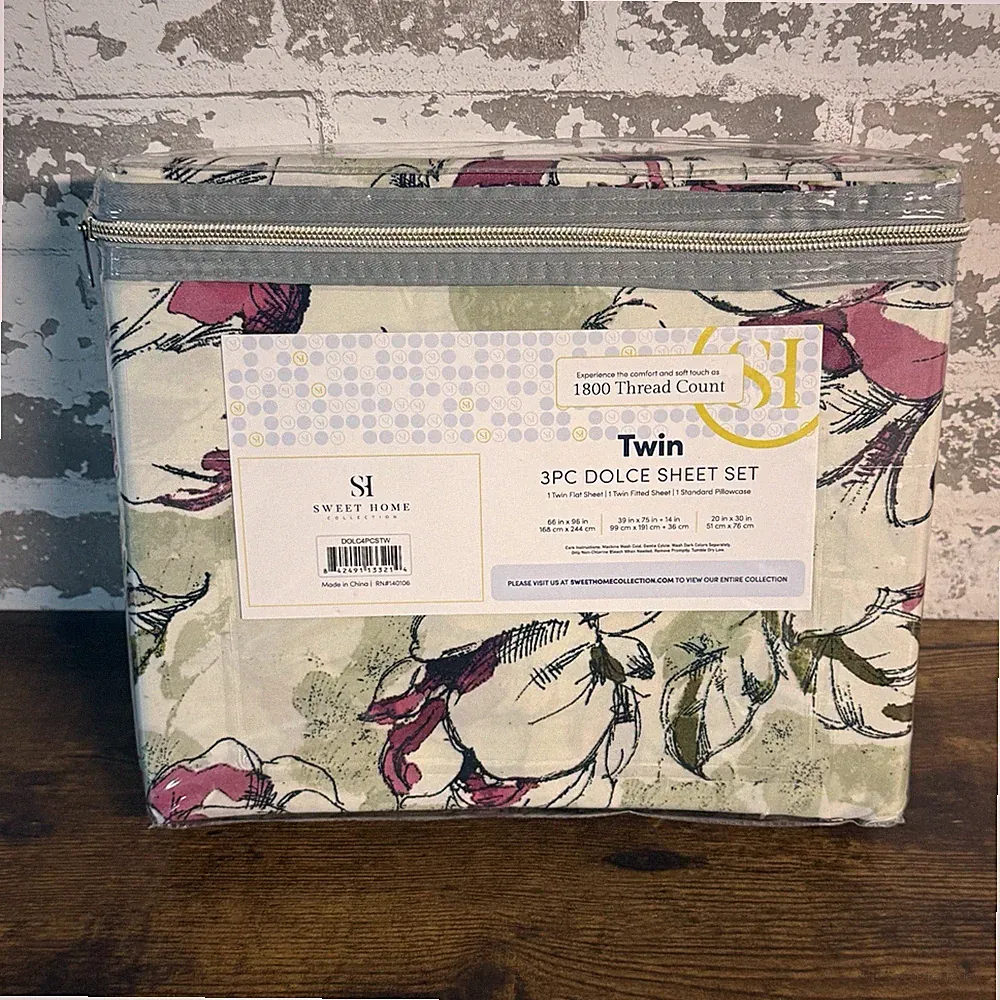 NEW! Sweet Home Collection Twin 3pc Dolce Sheet Set 1800 Thread Count - floral
