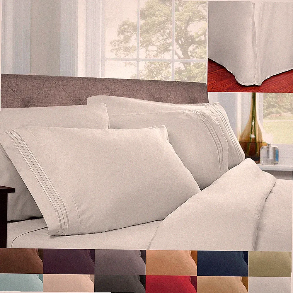Sweet Home Collection 1500 Series 5Pc Microfiber Pleated Bed Skirt & Sheet Set