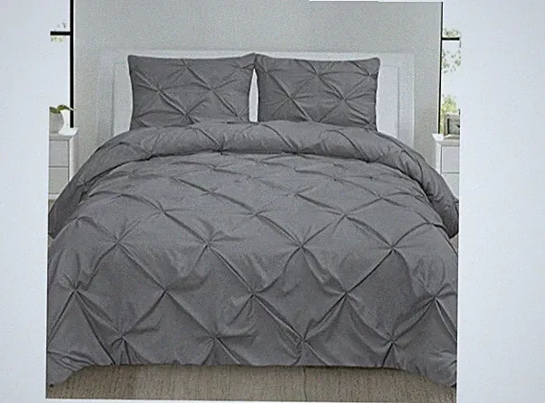 Sweet Home Collection 3 Piece Luxury Pinch Pleat Pintuck Fashion Duvet Set, Quee