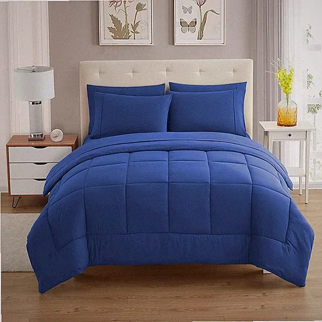 Sweet Home Collection 5 Piece Comforter Set Bag Solid Color Twin, Royal Blue