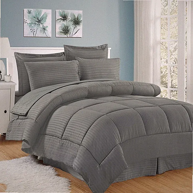 Sweet Home Collection 8 Piece Bed In A Bag with Dobby King(Pack of 1), Gray
