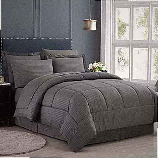 Sweet Home Collection 8 Piece Bed in A Bag with Dobby Stripe Comforter