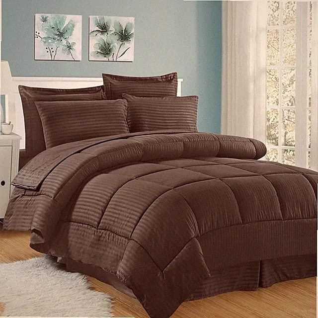 Sweet Home Collection 8 Piece Bed In A Bag with Dobby Stripe Comforter, Sheet Se