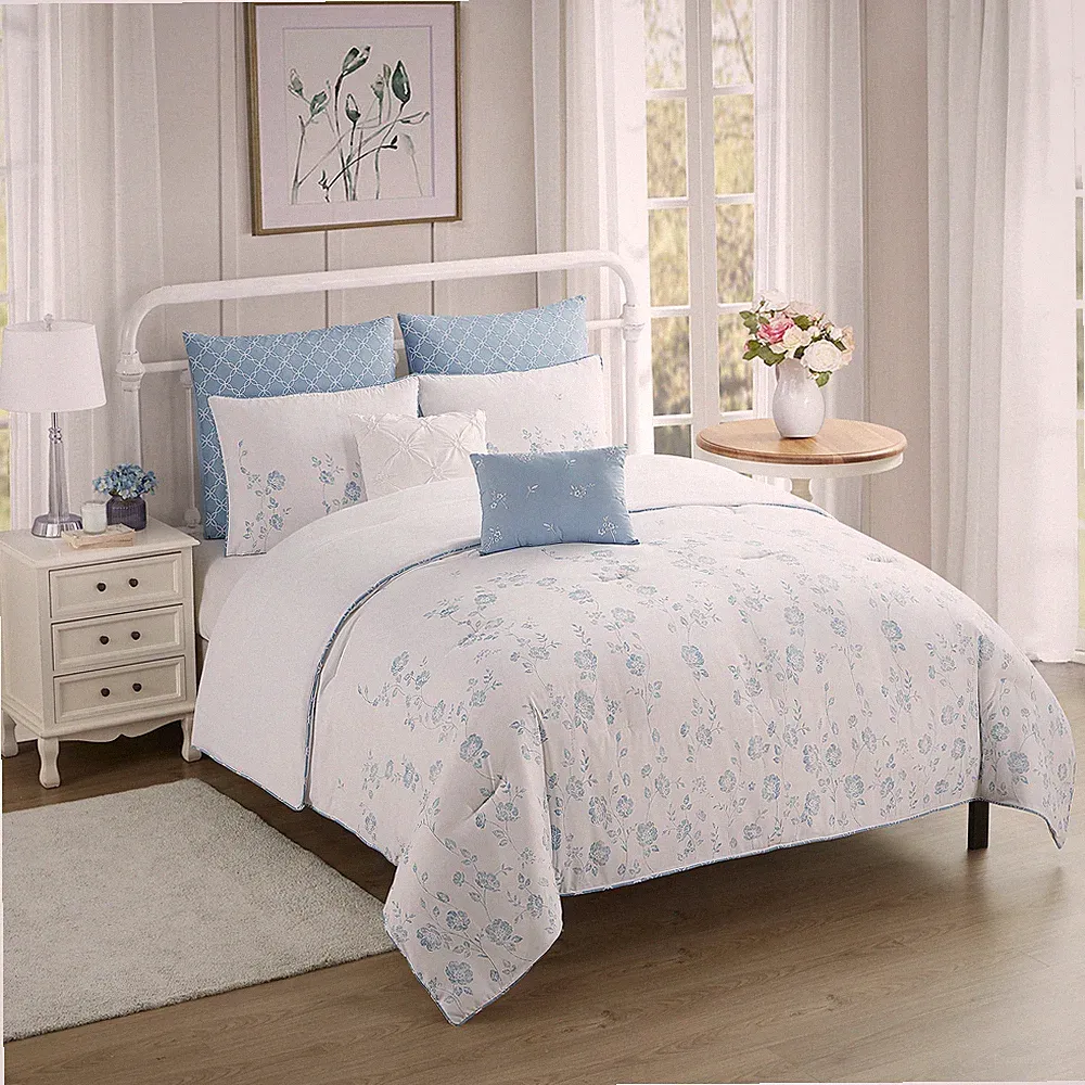 Sweet Home Collection Adeline 7 Piece Floral Comforter Set