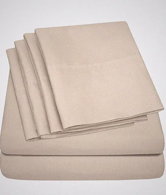Sweet Home Collection Beige 1500 Count 6 Piece Bedroom Full Bed Sheet Set