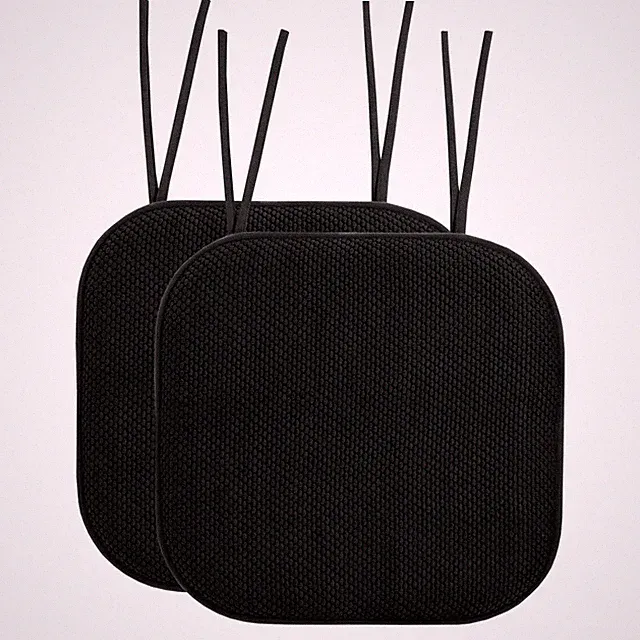 Sweet Home Collection Chair Cushion Memory Foam 2 Count (Pack of 1), Black