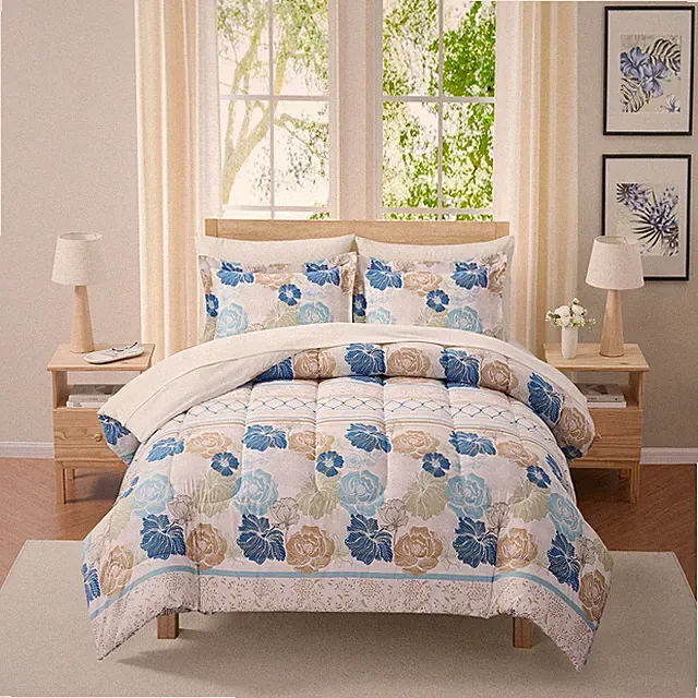 Sweet Home Collection Floral Stripes Bed In a Bag Set