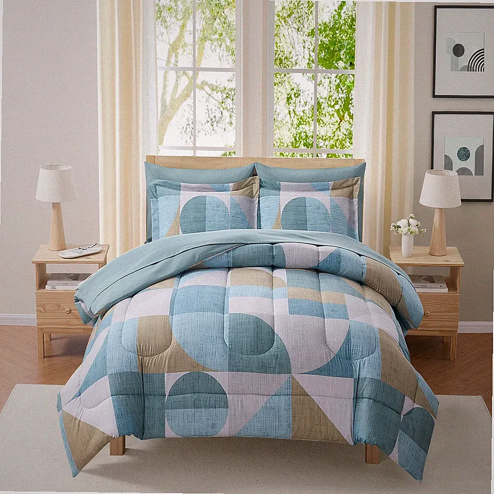 Sweet Home Collection Geo-Aqua Bed In a Bag Set