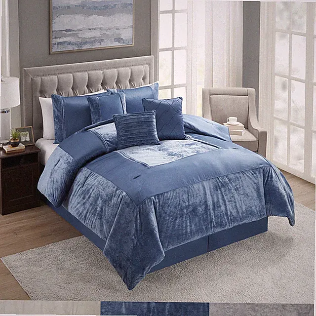 Sweet Home Collection Luna 7 Piece Crushed Velvet Comforter Set