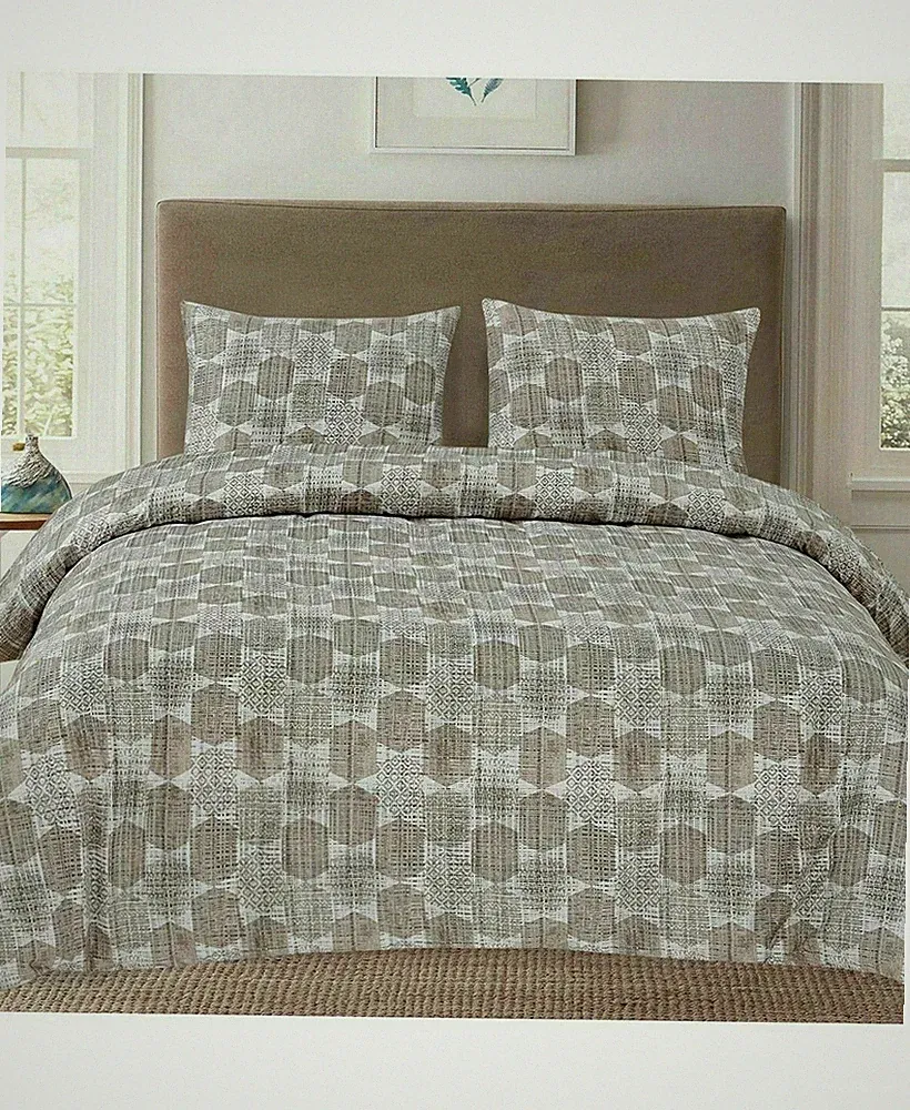 Sweet Home Collection Monaco Geometric 3-Pc. Duvet Cover Set - KING - Neutral