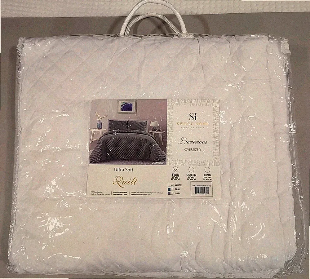 Sweet Home Collection Quilts Twin Size 2 Piece Set Vintage Pre Wash White...