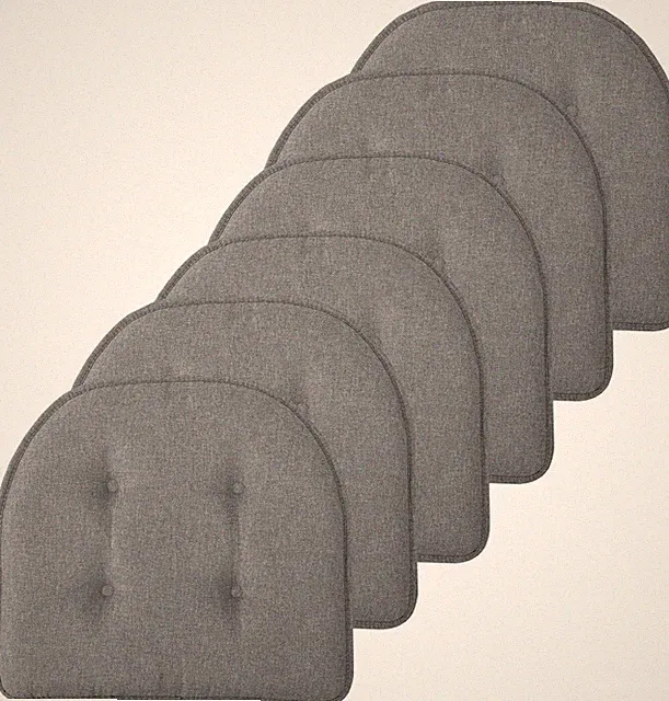 Sweet Home Collection U-Shaped Chair Cushion 6-Pack in Gray