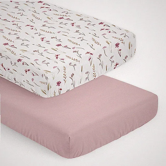 Sweet Jojo Designs 2-Piece Baby Crib Sheets Set Boho Garden Pink Floral Girls To