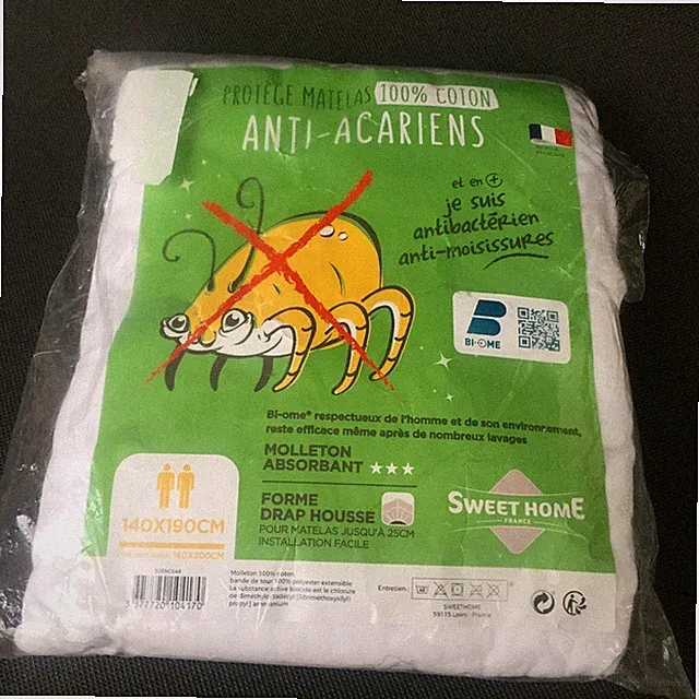 SWEETHOME 100% cotton mattress protector - Anti-mite - 90x190/200 cm Absorbent