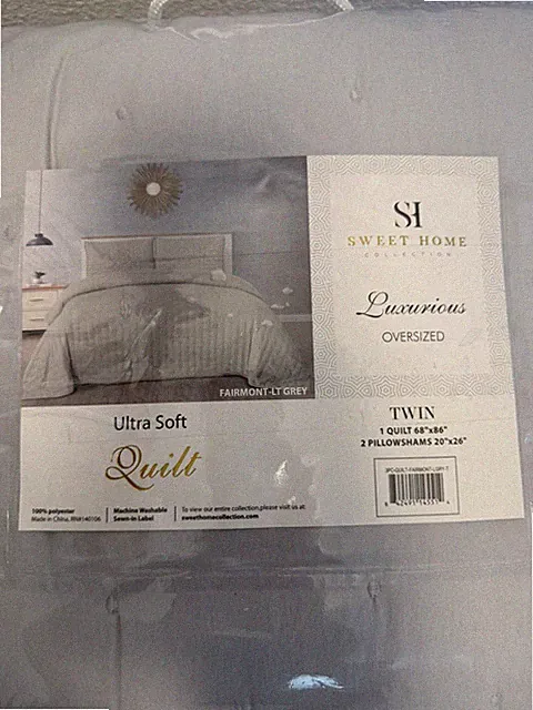 Twin Quilt Set (sweet Home Collection). Very Very Soft Grey