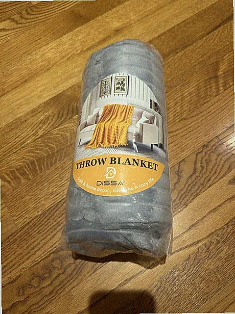Unopened Throw Blanket, Gray, Soft Cozy, Home Decor