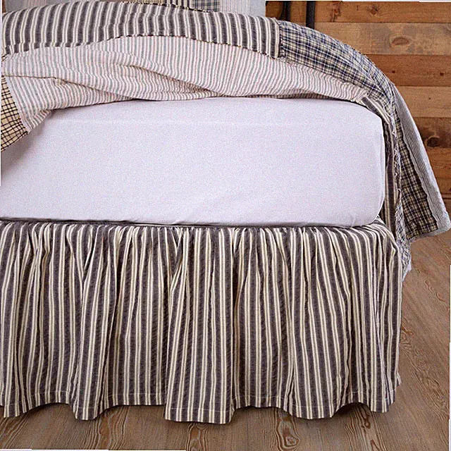 VHC Ashmont Queen Bed Skirt 60x80x16~ Ticking Stripe Farmhouse Bedding