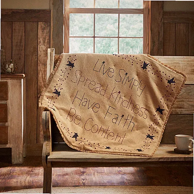 VHC Pip Vinestar Live Simply Burlap Lap Throw 32x32 ~ Primitive Stars