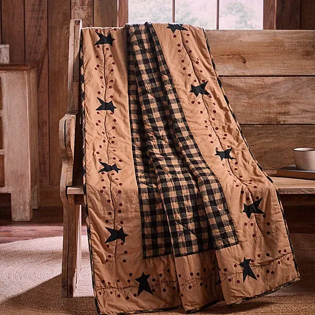 VHC Pip Vinestar Quilted Throw 60x50 ~ Primitive Stars
