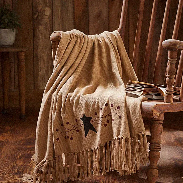 VHC Pip Vinestar Woven Throw 60x50 ~ Primitive Stars