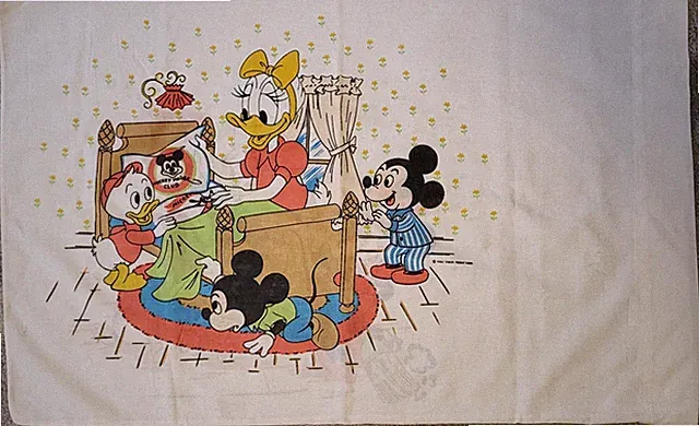 VINTAGE Disney MICKEY MOUSE CLUB Home Sweet Home Double Sided Pillowcase 80s